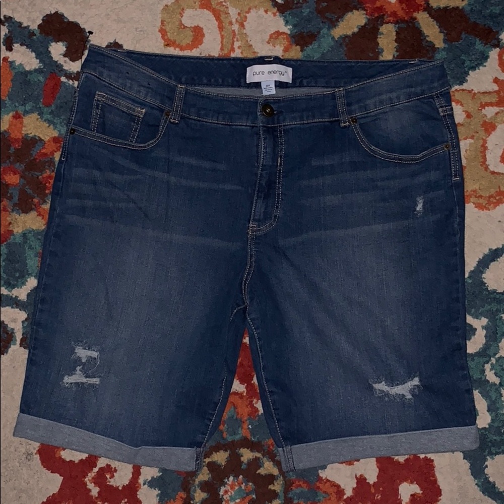 Distressed jean shorts